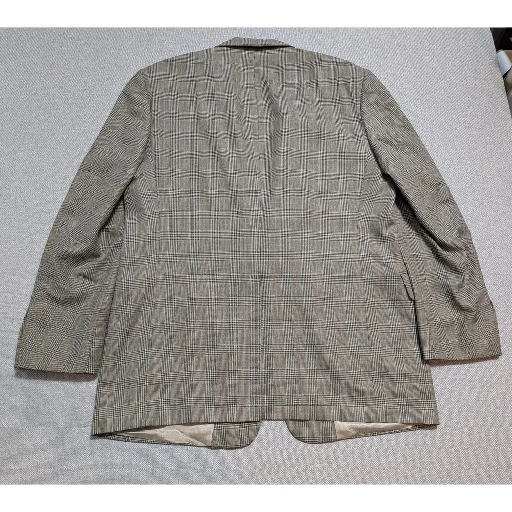 Hart Schaffner Marx Men's 42R Blazer Brown Plaid Wool Jacket Coat Made in USA
